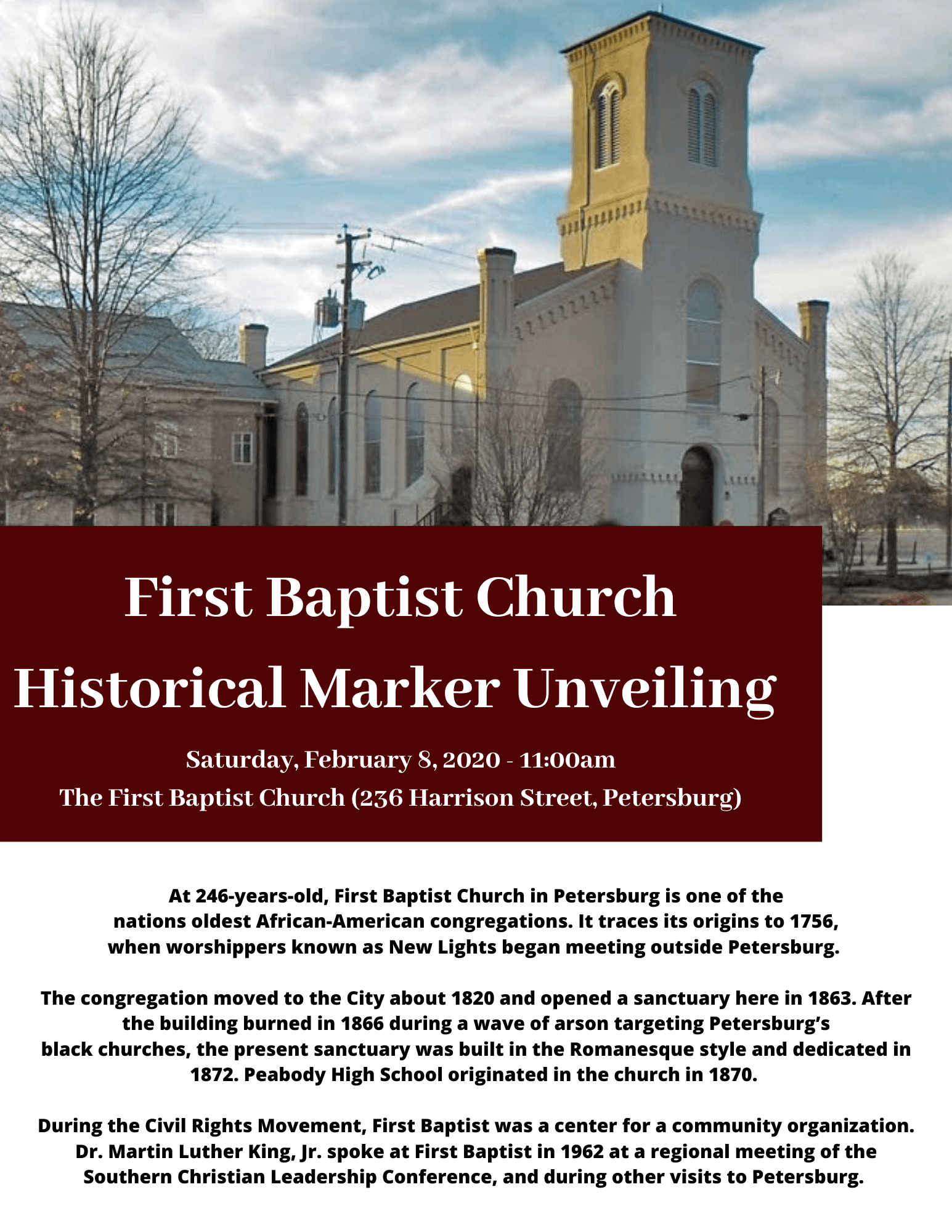 First baptist church historical marker unveiling
